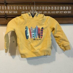 FatFace Surfboard Popover Hoodie Yellow Toddler 3/4 (1443)